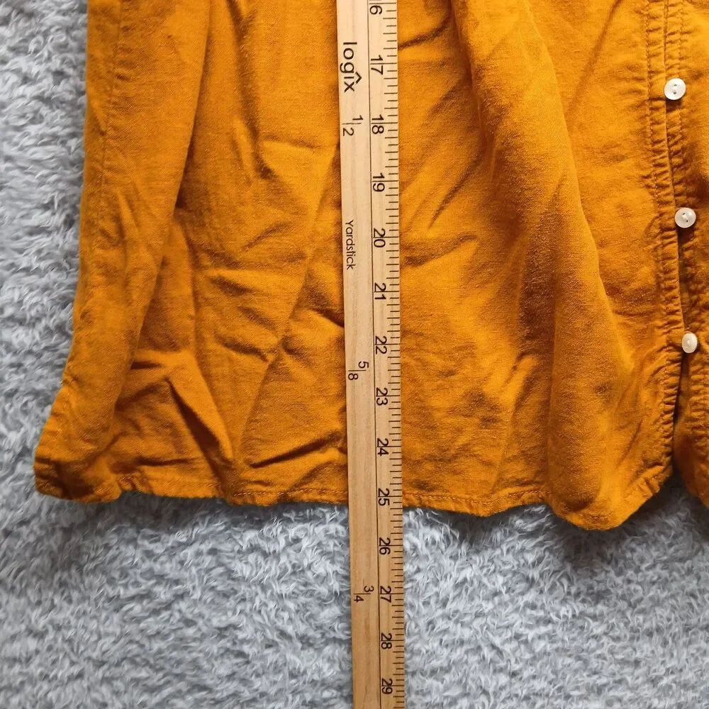 Old Navy Womens Copper Linen Blouse Size XL Button Front Boho Casual Solid